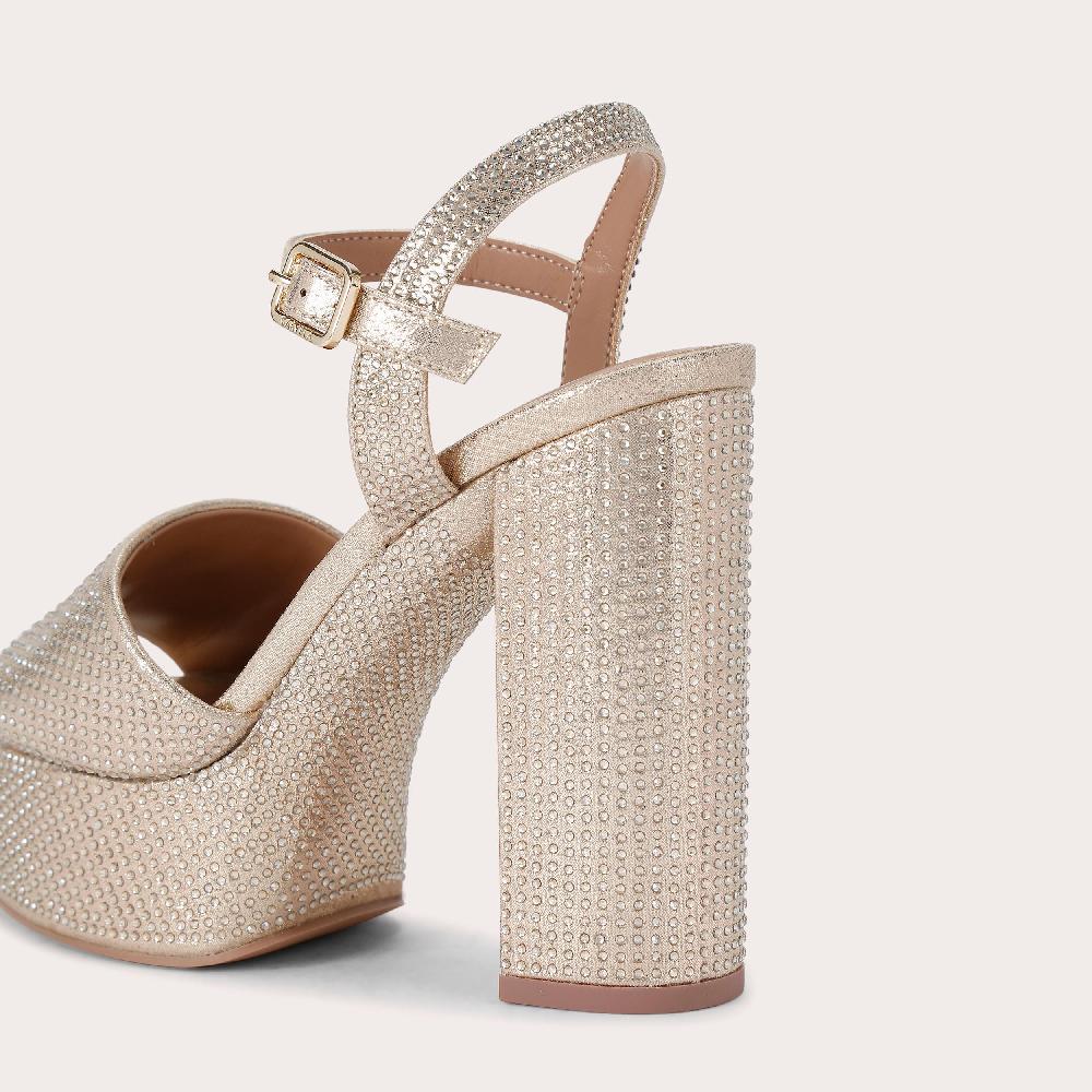 Carvela SKY HIGH Gold Fabric Platform Heels By CARVELA