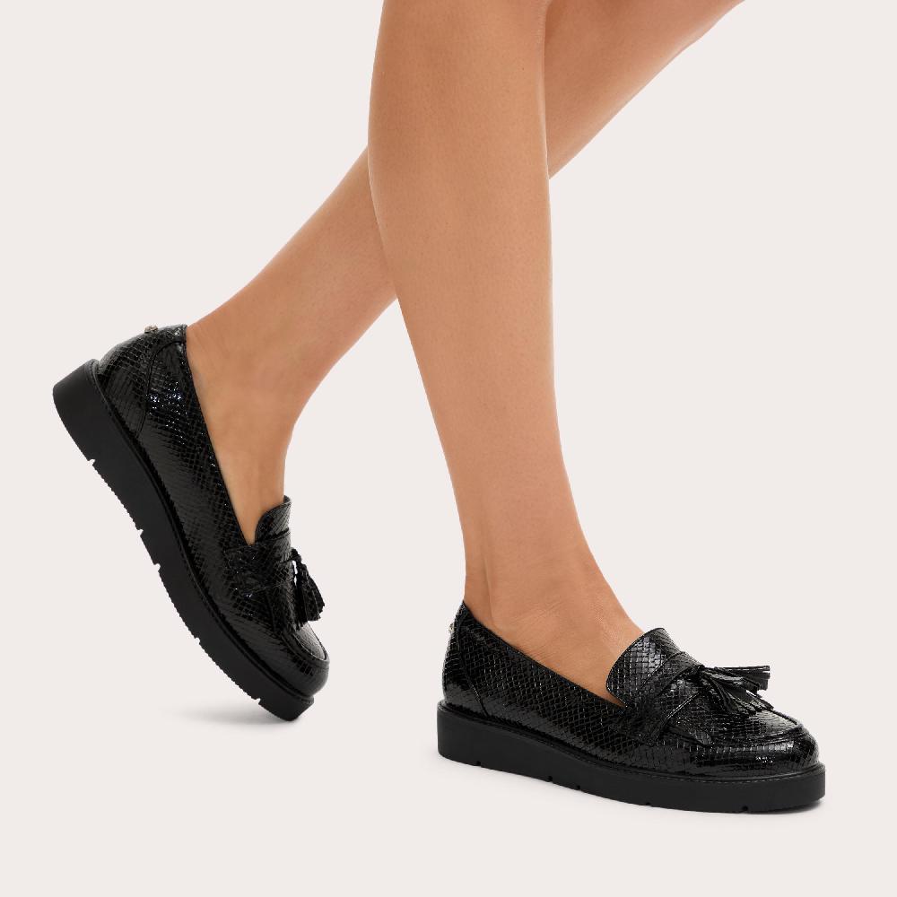 Carvela SKY TASSEL Black Lizard Slip On Loafer By CARVELA