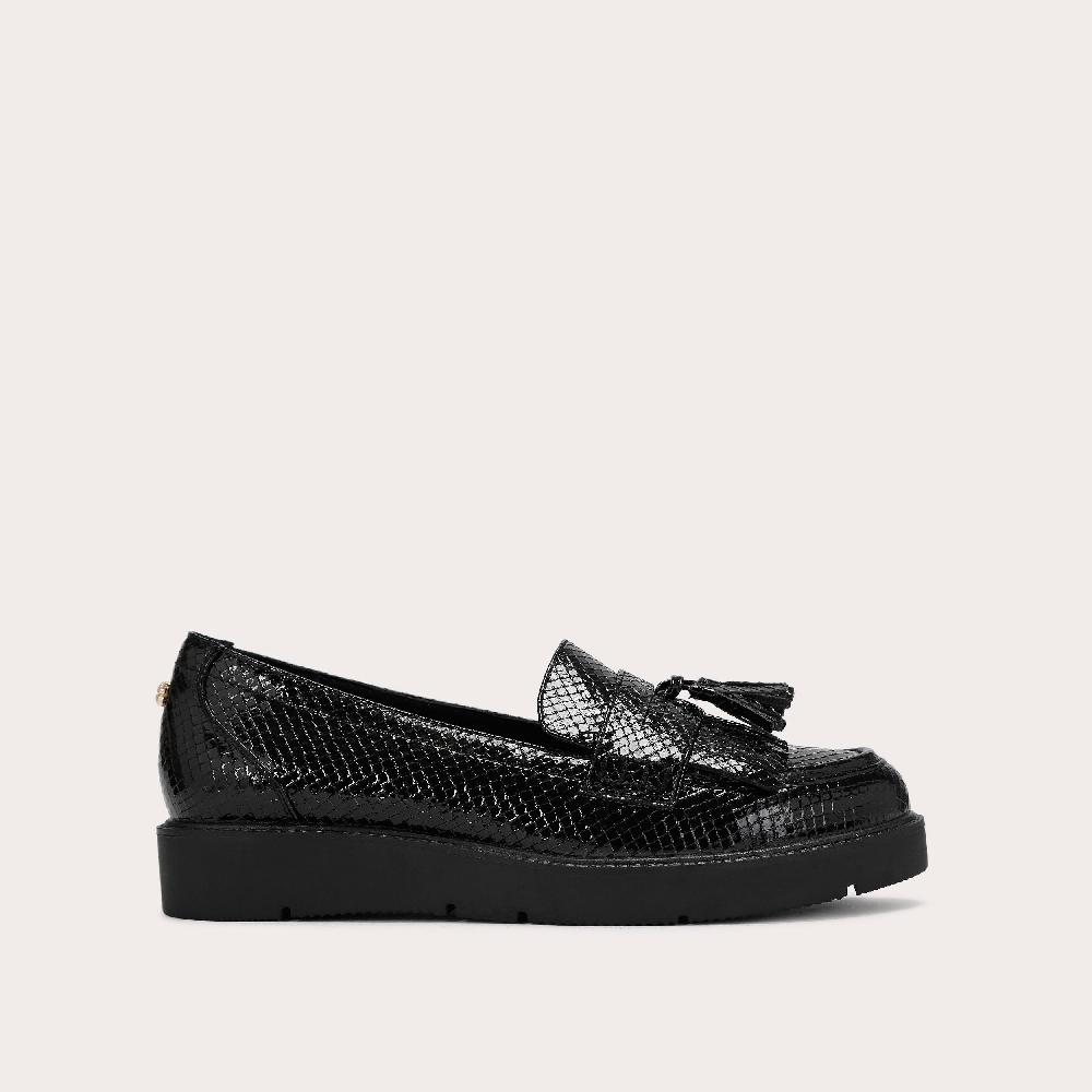 carvela SKY TASSEL Black Lizard Slip On Loafer by CARVELA