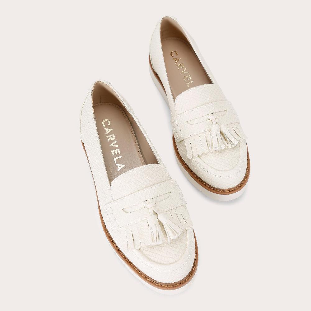 Carvela SKY TASSEL Bone Snake Slip On Loafer By CARVELA