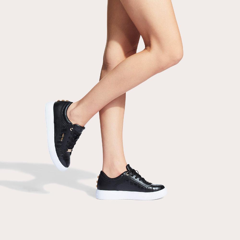 Carvela SOAR STUD Black Croc Lace Up Trainers By CARVELA