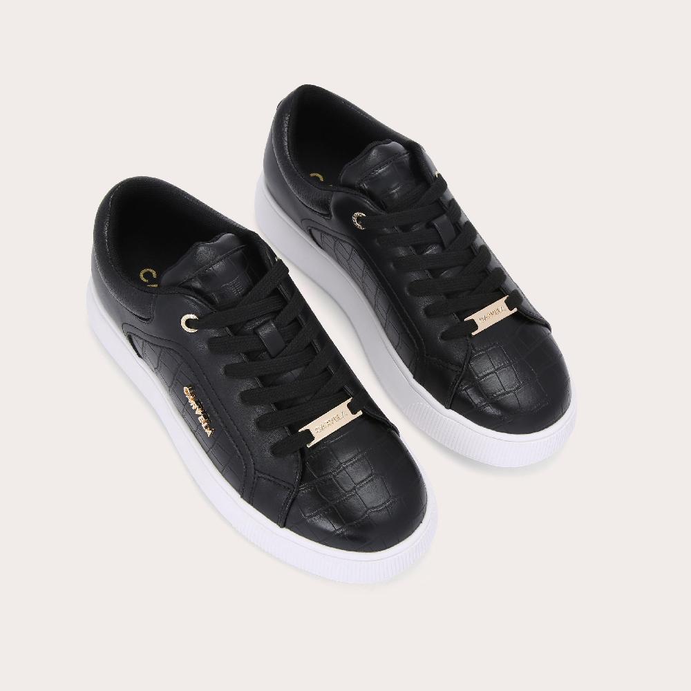 Carvela SOAR STUD Black Croc Lace Up Trainers By CARVELA