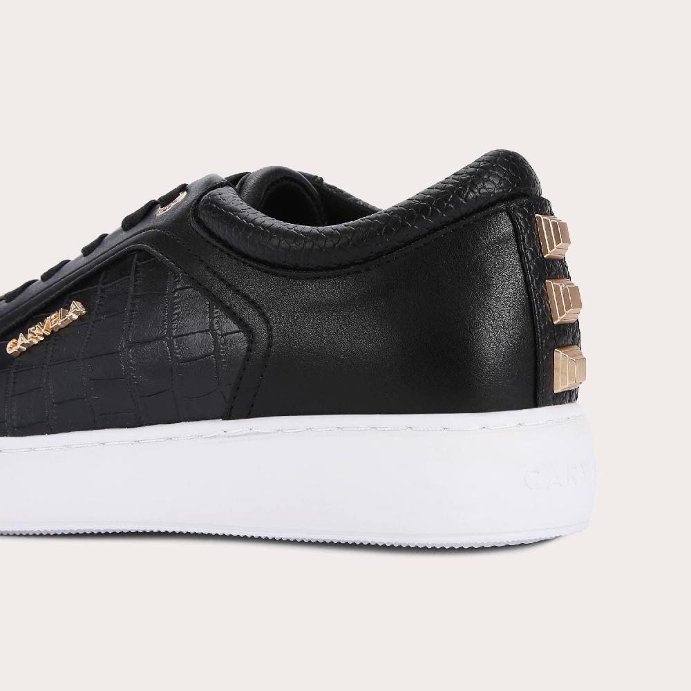 Carvela SOAR STUD Black Croc Lace Up Trainers By CARVELA