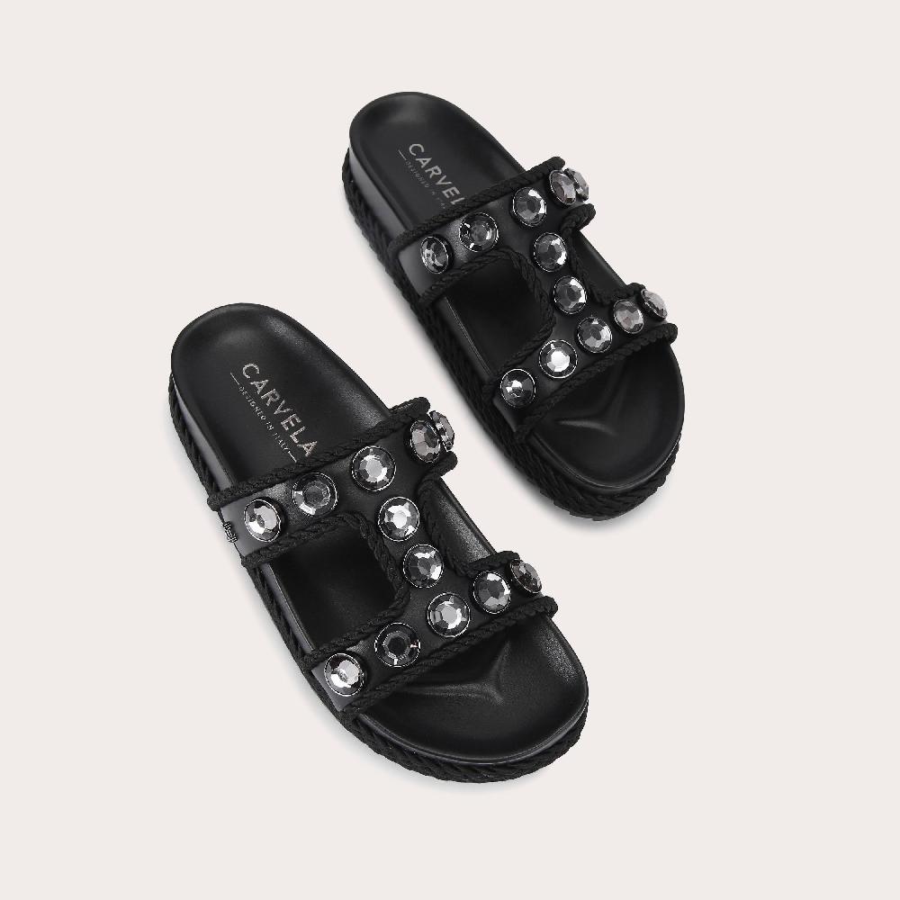 Carvela SORELLA FLATFORM Black Slip On Sandal By CARVELA