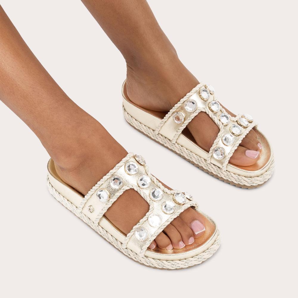 Carvela SORELLA FLATFORM Gold Slip On Sandal By CARVELA