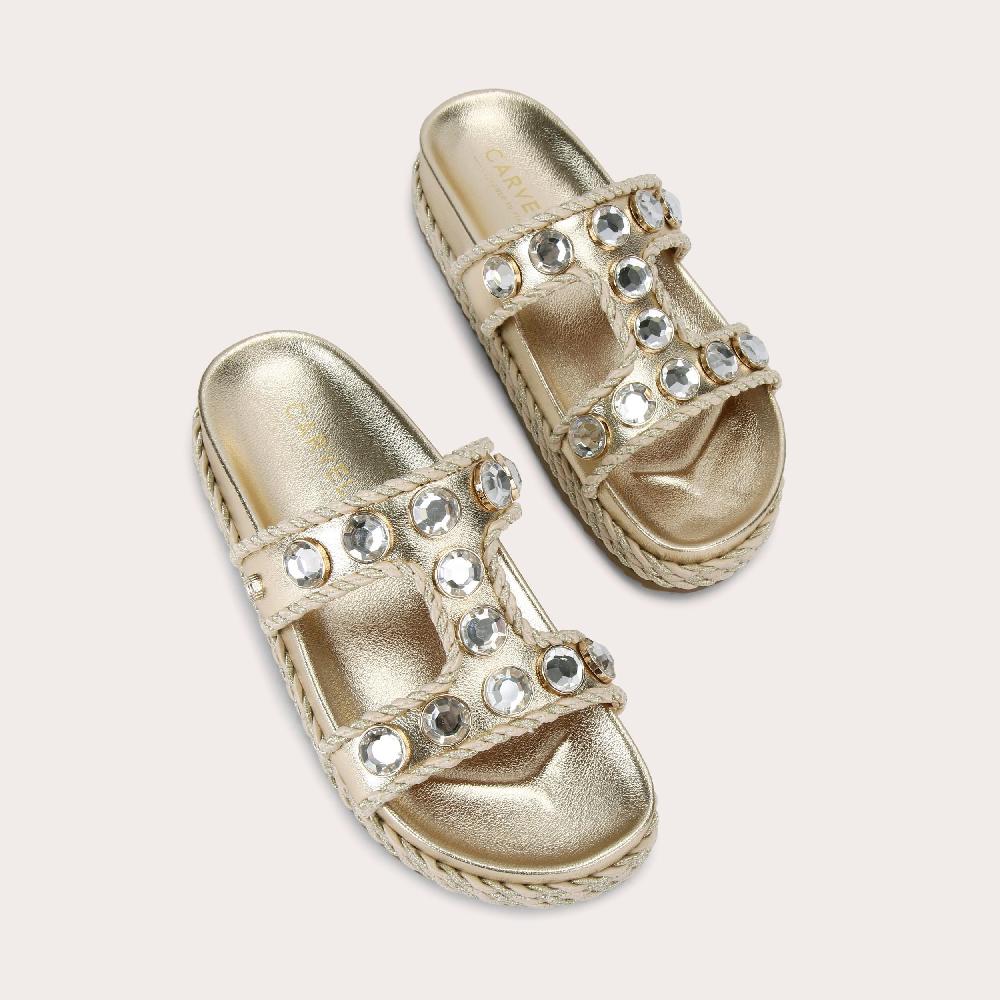 Carvela SORELLA FLATFORM Gold Slip On Sandal By CARVELA