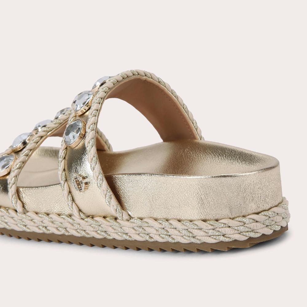 Carvela SORELLA FLATFORM Gold Slip On Sandal By CARVELA