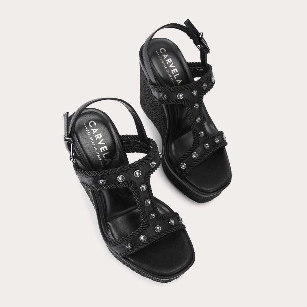 Carvela SORELLA WEDGE Black Rope Wedge Heel By CARVELA