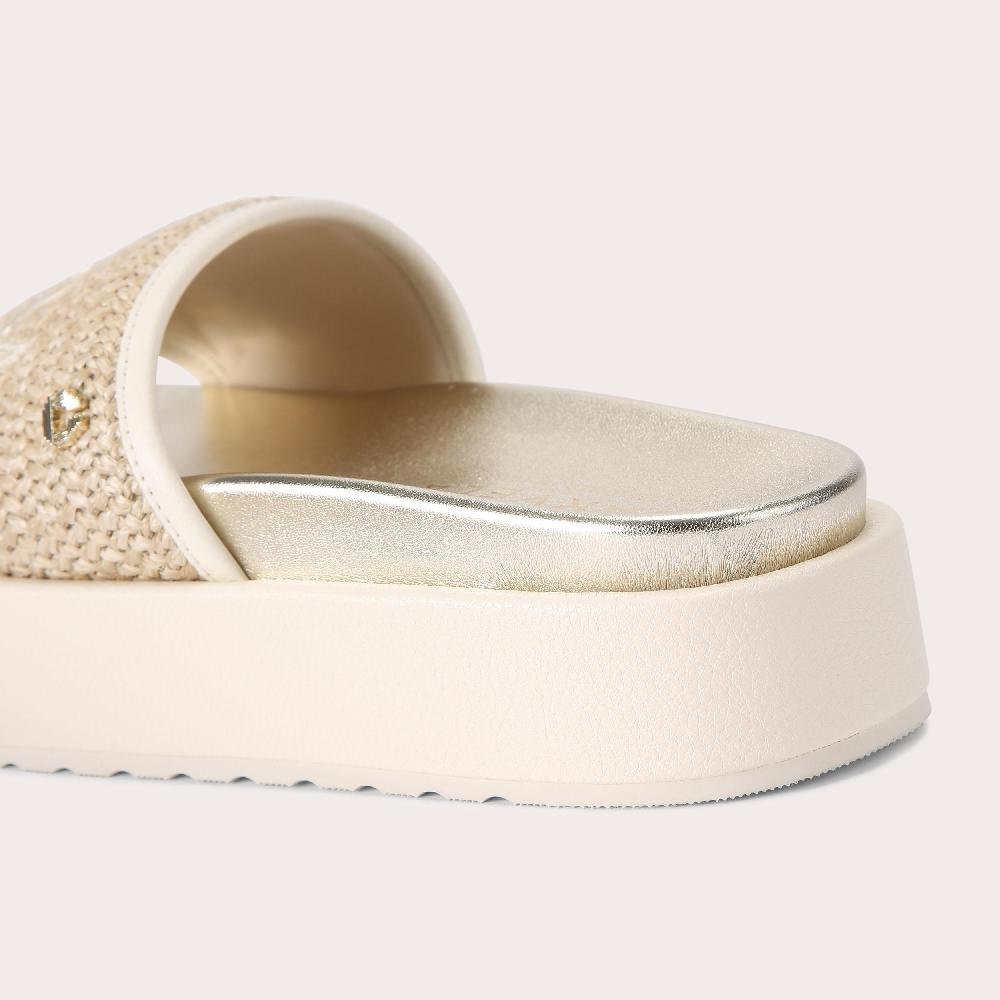 Carvela SORRENTO FLATFORM Beige Raffia Sandal By CARVELA