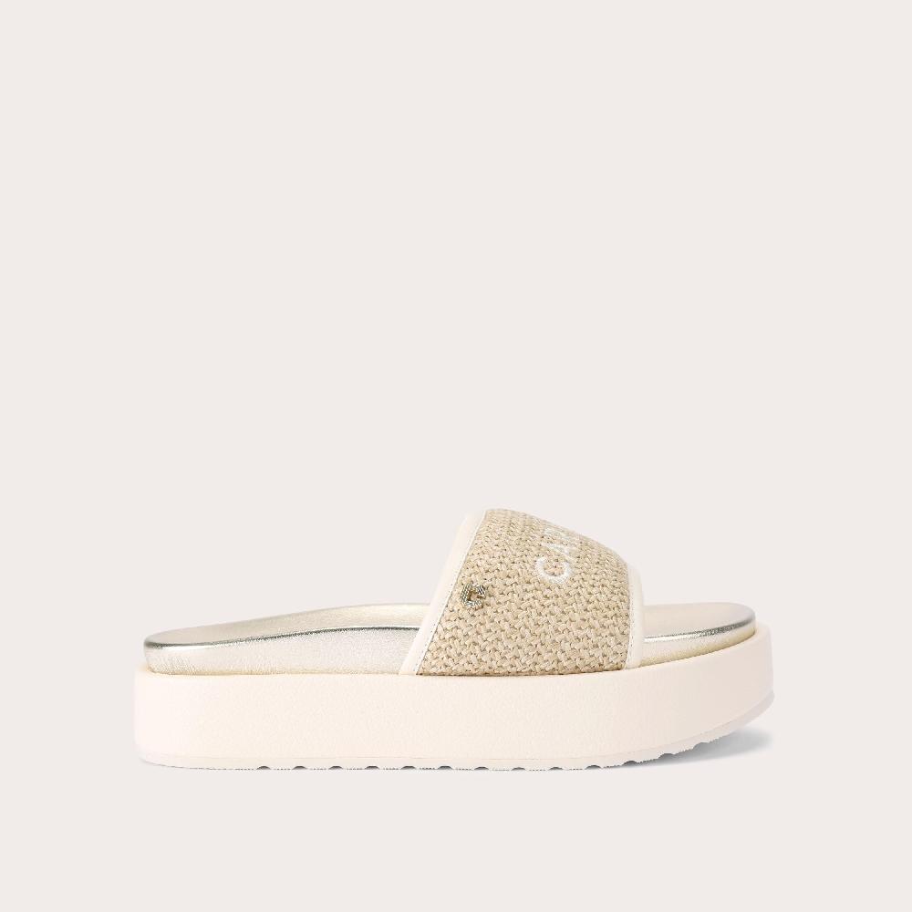carvela SORRENTO FLATFORM Beige Raffia Sandal by CARVELA
