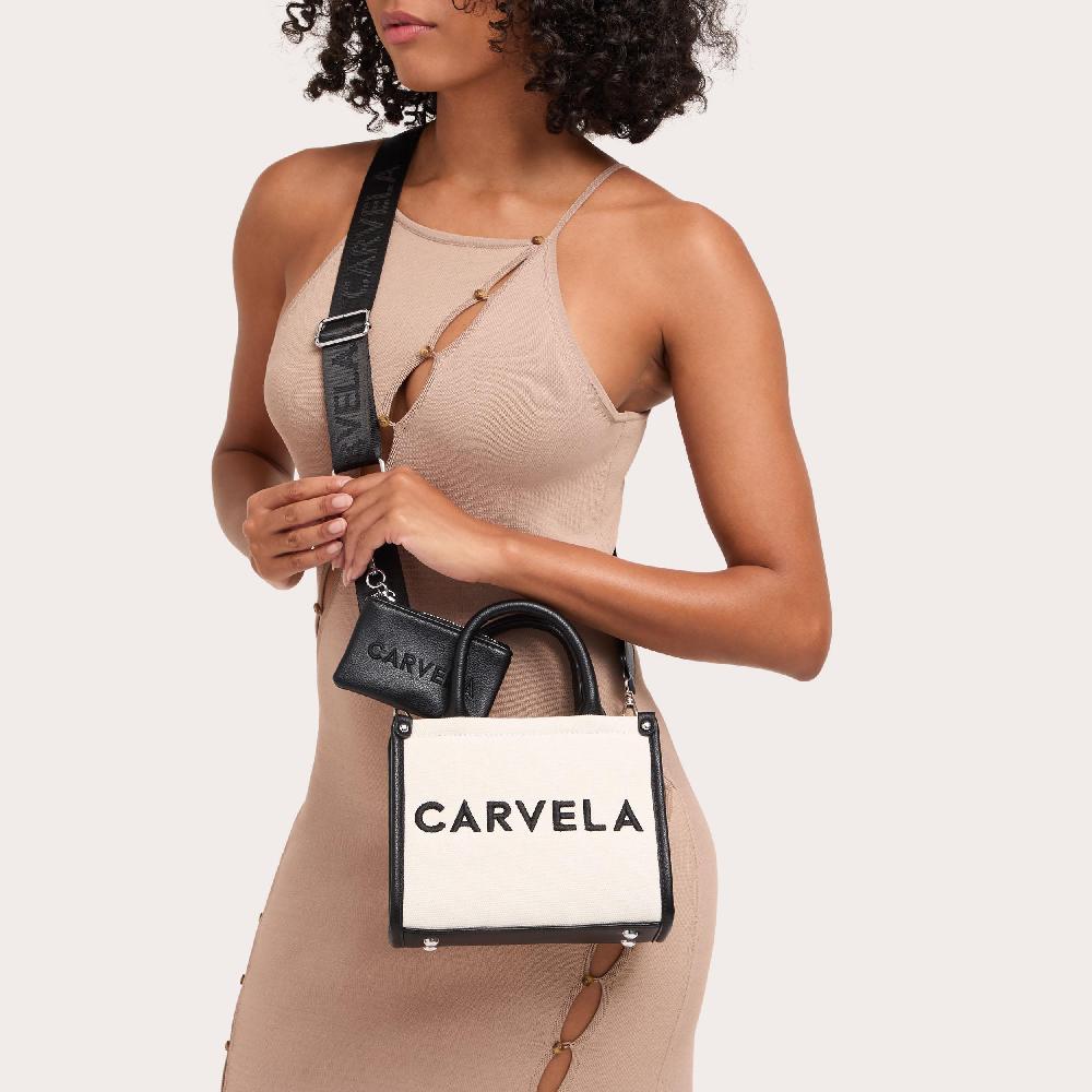 Carvela SORRENTO MICRO TOTE Black Canvas Micro Tote Bag By CARVELA