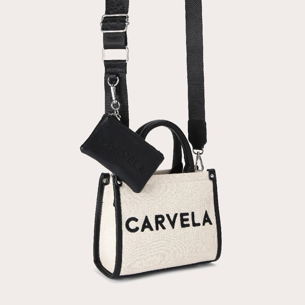 Carvela SORRENTO MICRO TOTE Black Canvas Micro Tote Bag By CARVELA