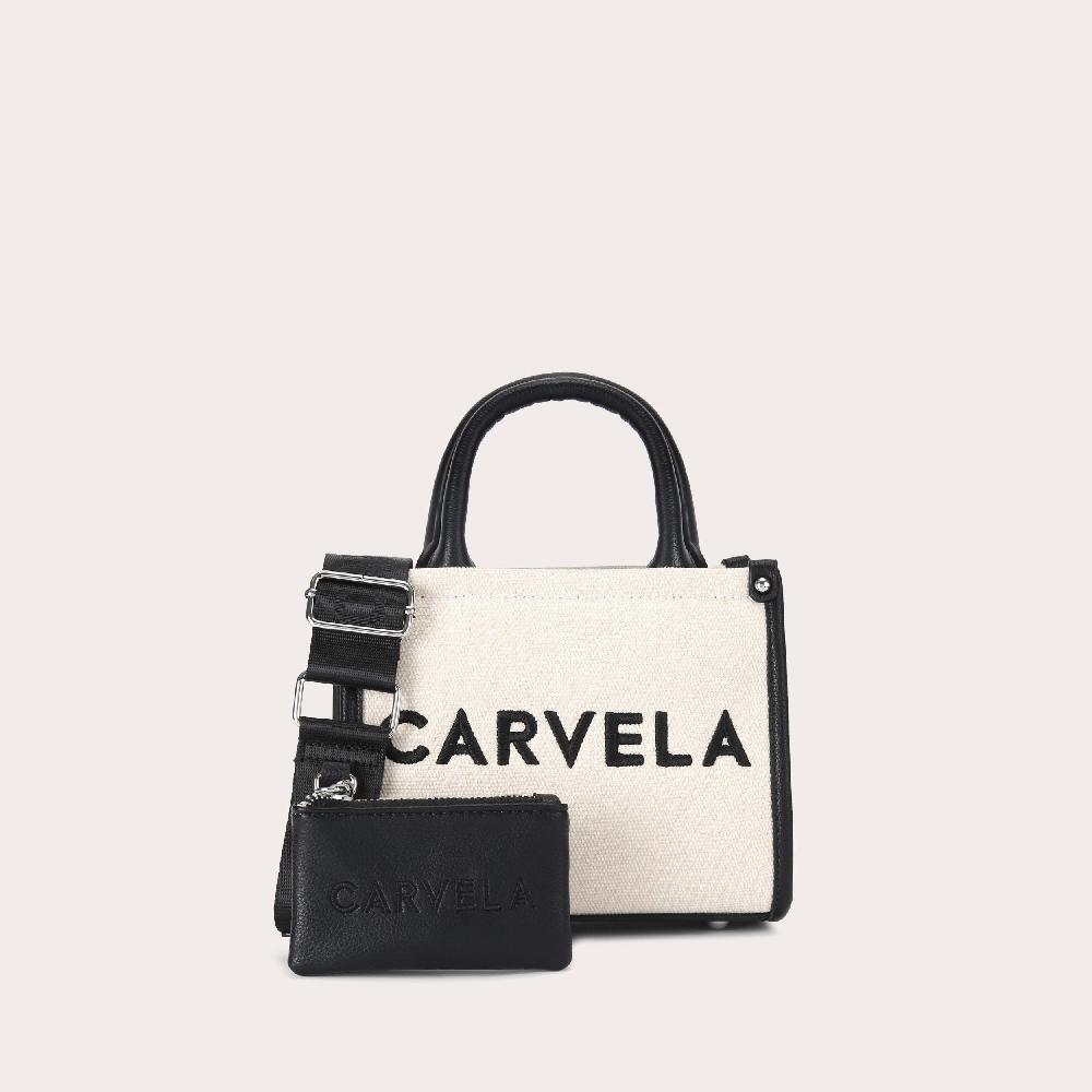 carvela SORRENTO MICRO TOTE Black Canvas Micro Tote Bag by CARVELA
