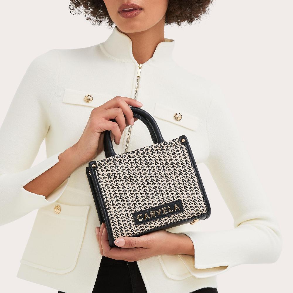 Carvela SORRENTO MICRO TOTE Black Woven Micro Tote Bag By CARVELA