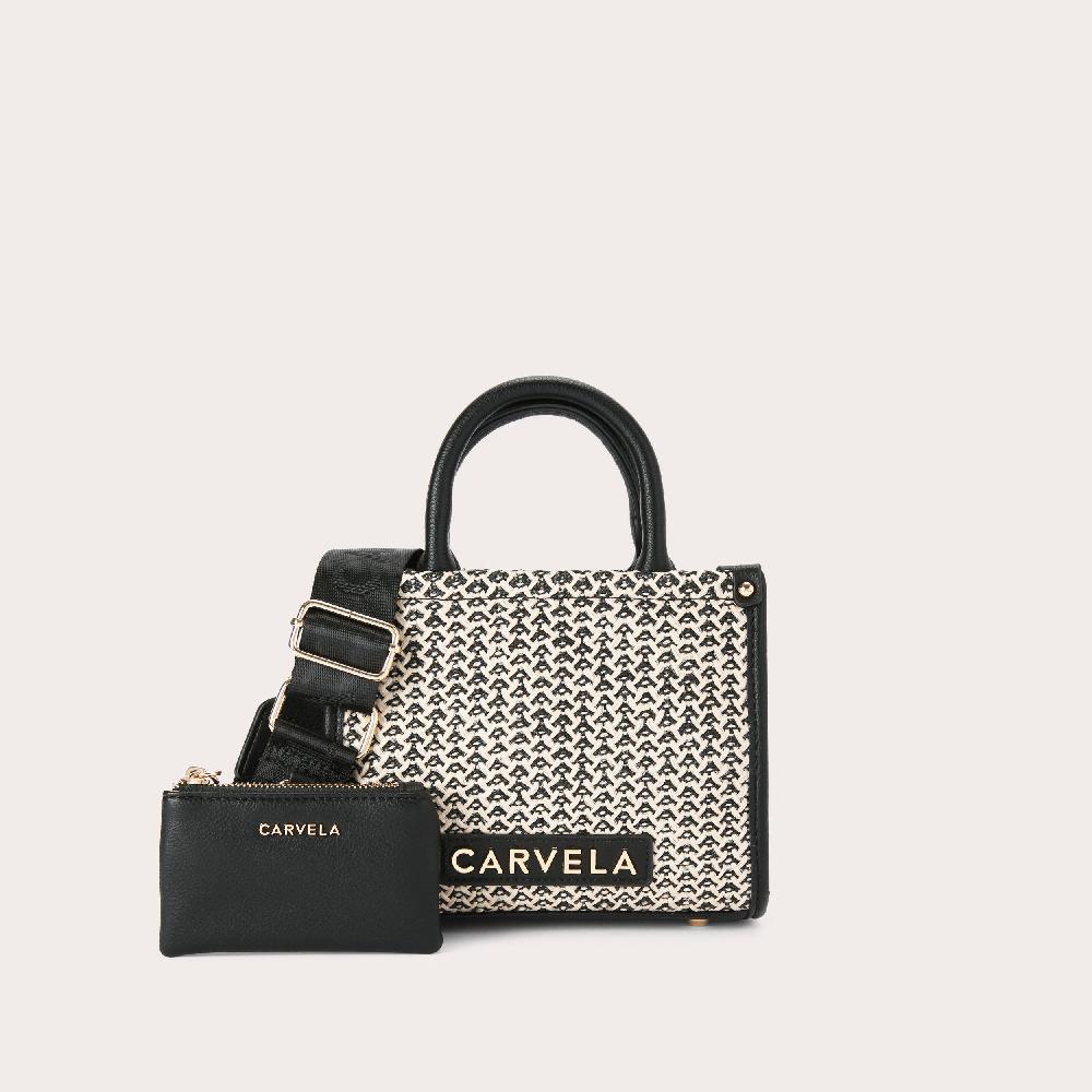 carvela SORRENTO MICRO TOTE Black Woven Micro Tote Bag by CARVELA