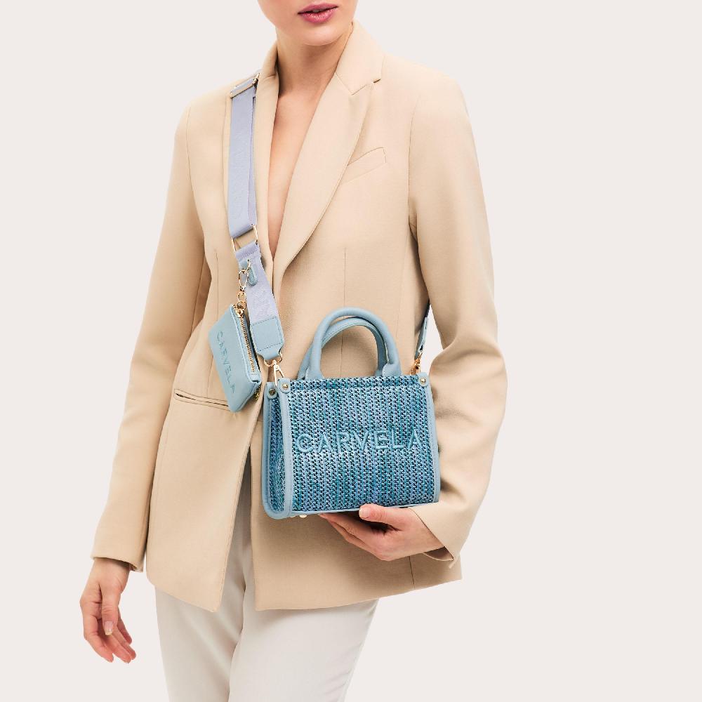 Carvela SORRENTO MICRO TOTE Blue Woven Tote Bag By CARVELA