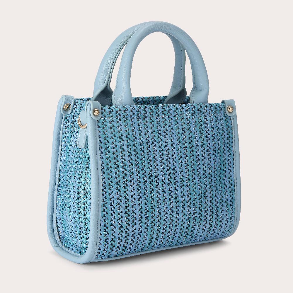 Carvela SORRENTO MICRO TOTE Blue Woven Tote Bag By CARVELA