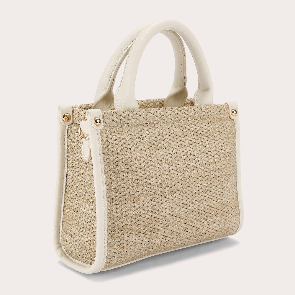 Carvela SORRENTO MICRO TOTE Natural Raffia Floral Micro Tote Bag By CARVELA