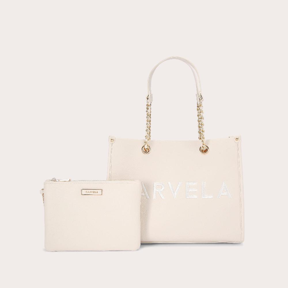 carvela SORRENTO MIDI CHAIN TOTE Bone Chain Tote Bag by CARVELA