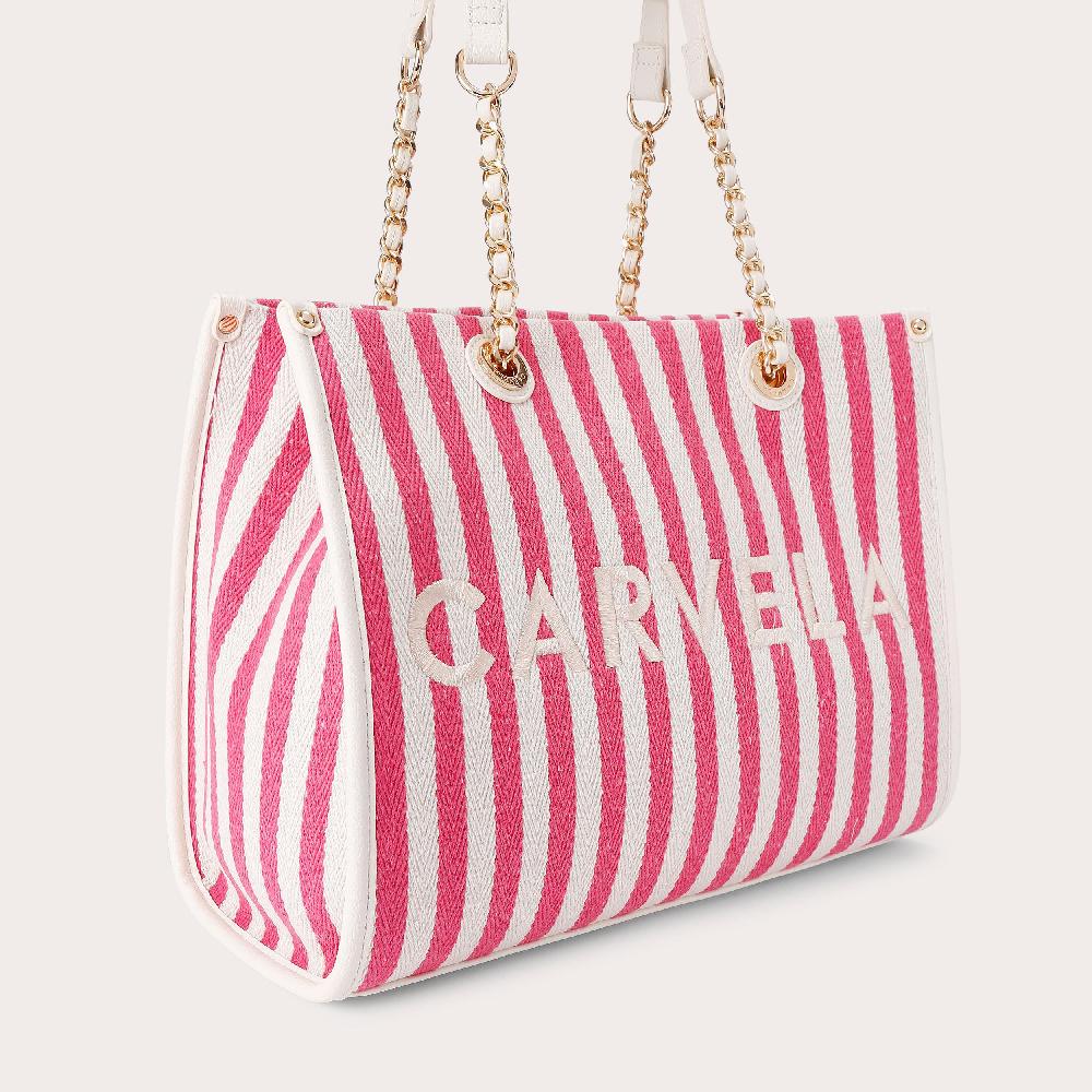 Carvela SORRENTO MIDI STRIPE Pink Striped Fabric Tote Bag By CARVELA