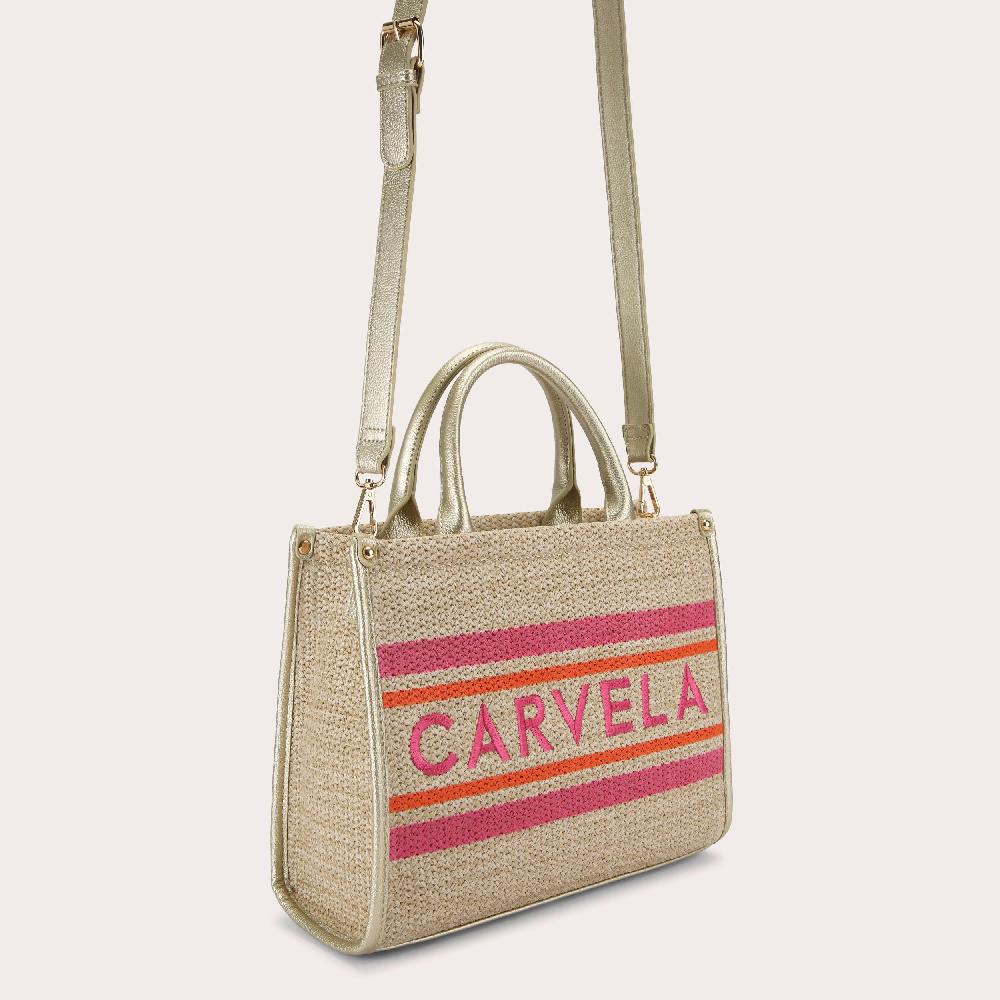 Carvela SORRENTO MIDI TOTE Pink Orange Woven Tote Bag By CARVELA