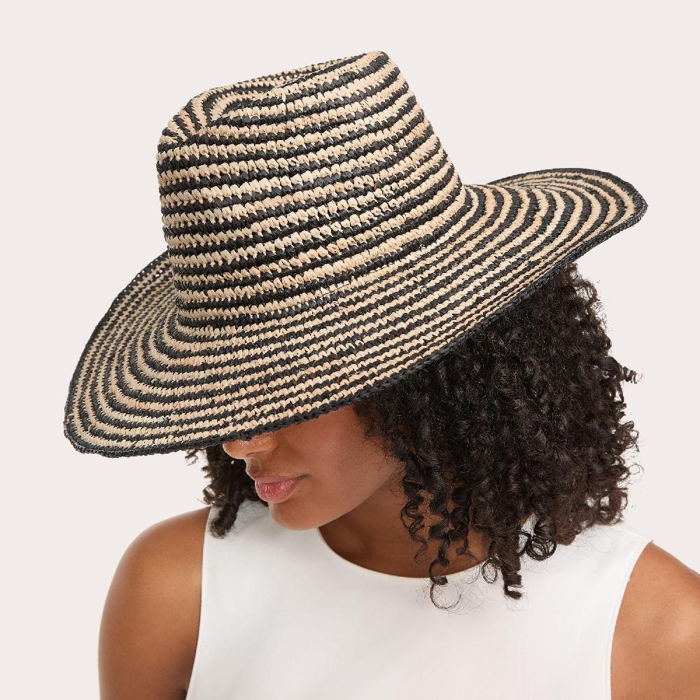 Carvela SORRENTO RAFFIA HAT Beige And Black Raffia Hat By CARVELA