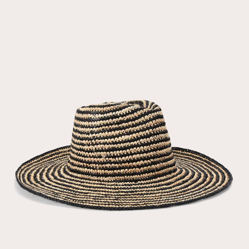 Carvela SORRENTO RAFFIA HAT Beige And Black Raffia Hat By CARVELA