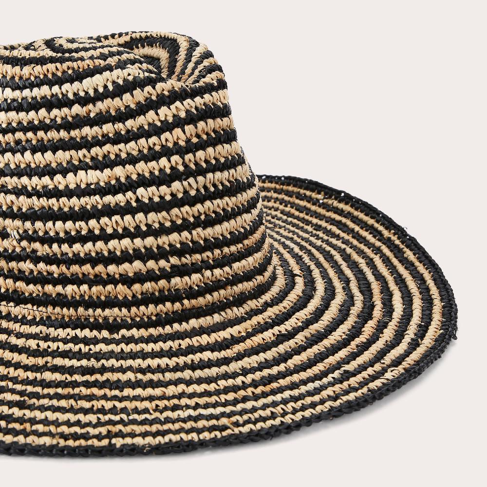 Carvela SORRENTO RAFFIA HAT Beige And Black Raffia Hat By CARVELA
