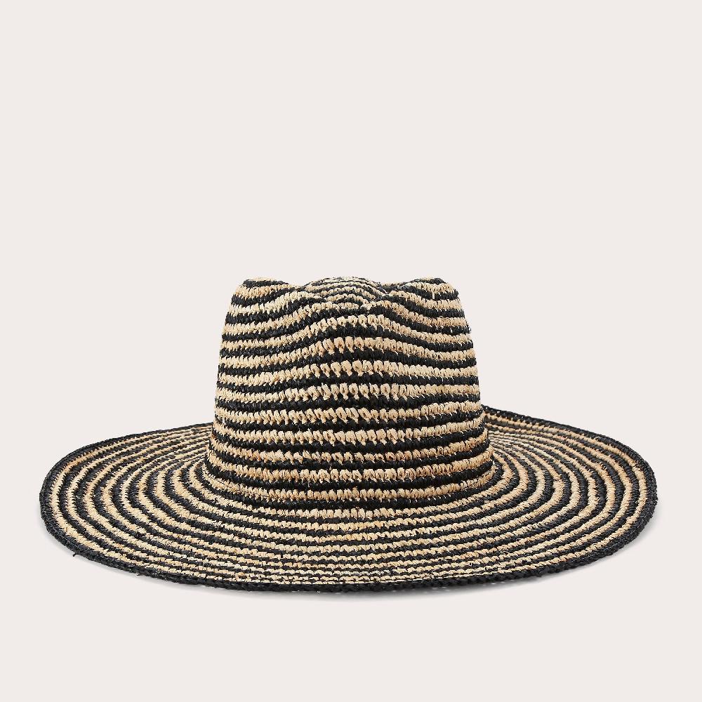 carvela SORRENTO RAFFIA HAT Beige And Black Raffia Hat by CARVELA