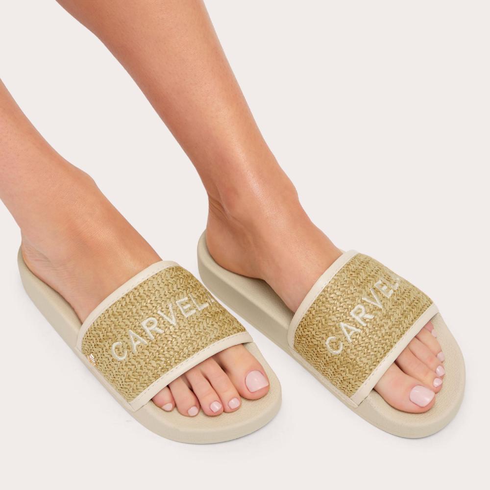 Carvela SORRENTO SLIDER Beige Woven Slip On Sandal By CARVELA
