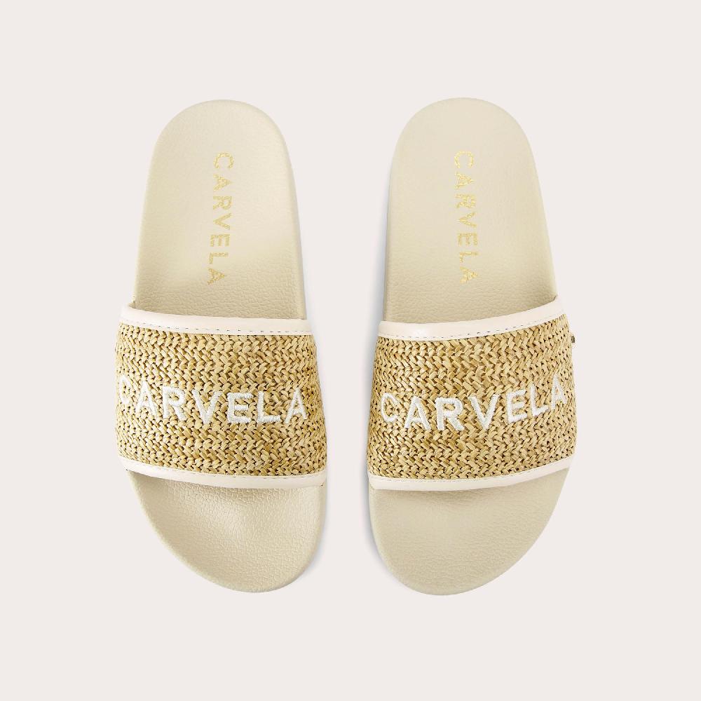 Carvela SORRENTO SLIDER Beige Woven Slip On Sandal By CARVELA