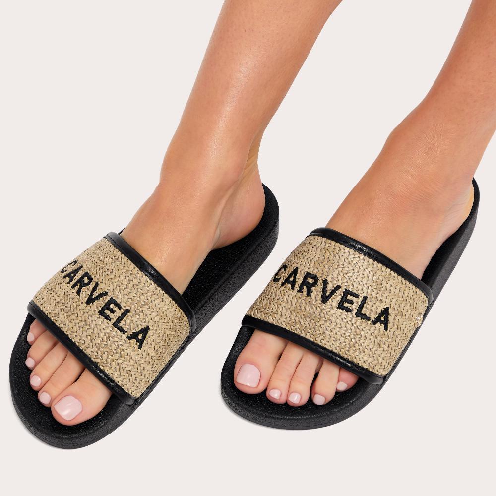 Carvela SORRENTO SLIDER Black Raffia Slide On Sandal By CARVELA