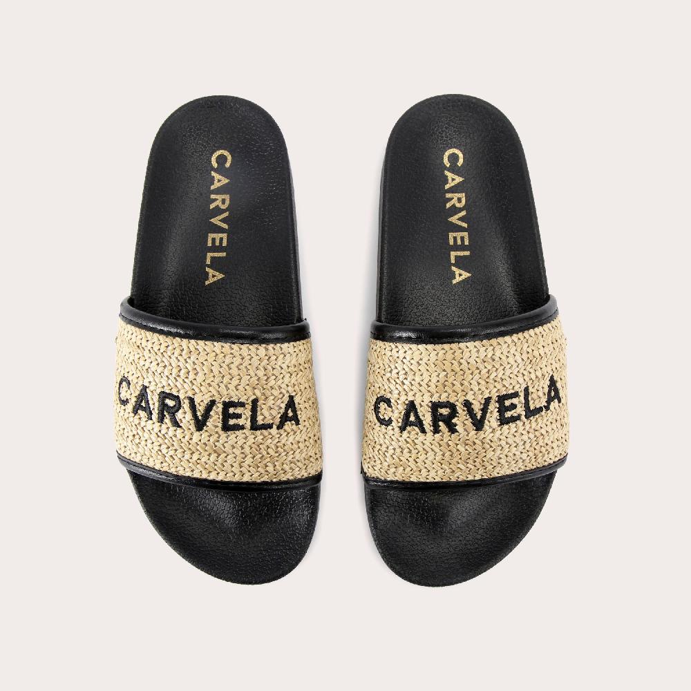 Carvela SORRENTO SLIDER Black Raffia Slide On Sandal By CARVELA