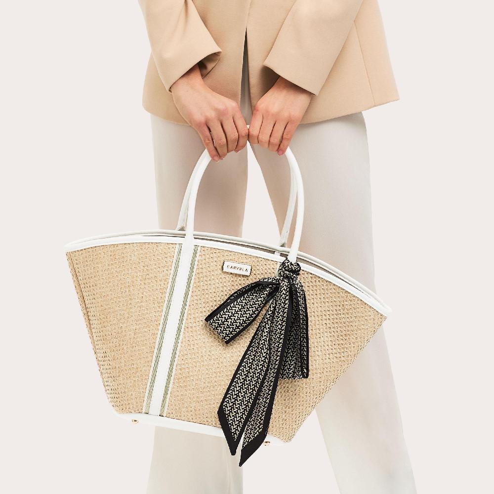 Carvela SORRENTO STRAW BASKET Tote Woven Straw Bag By CARVELA