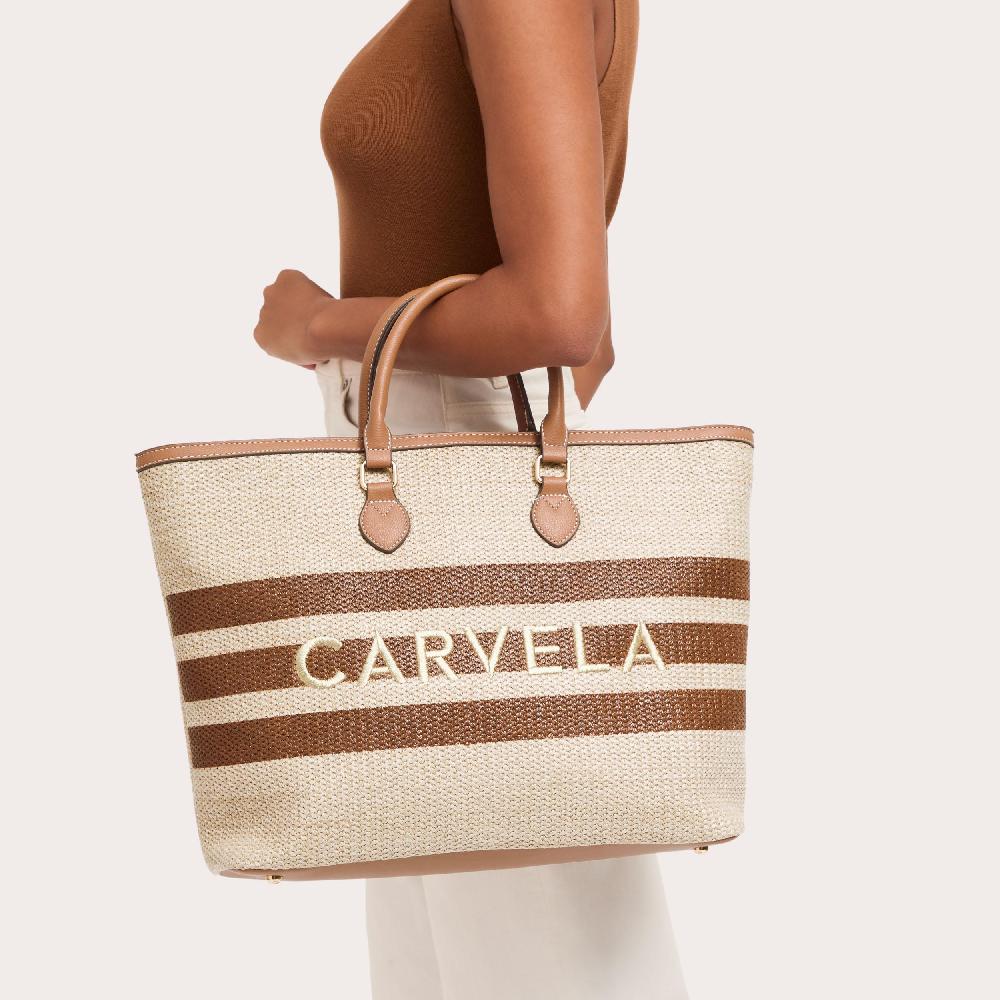 Carvela SORRENTO STRIPE SHOPPER Woven Natural Stripe Shopper Bag By CARVELA