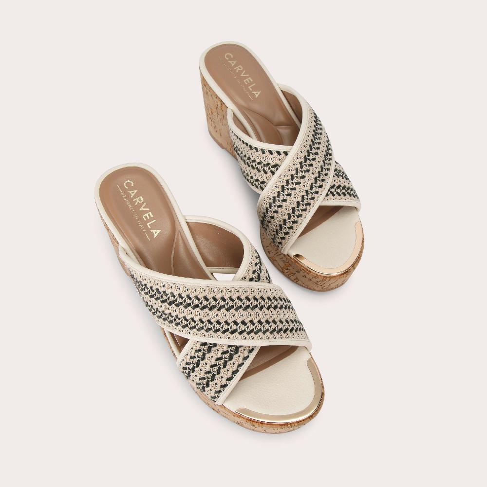 Carvela SORRENTO WEDGE MULE Bone Black Wedge Heel By CARVELA