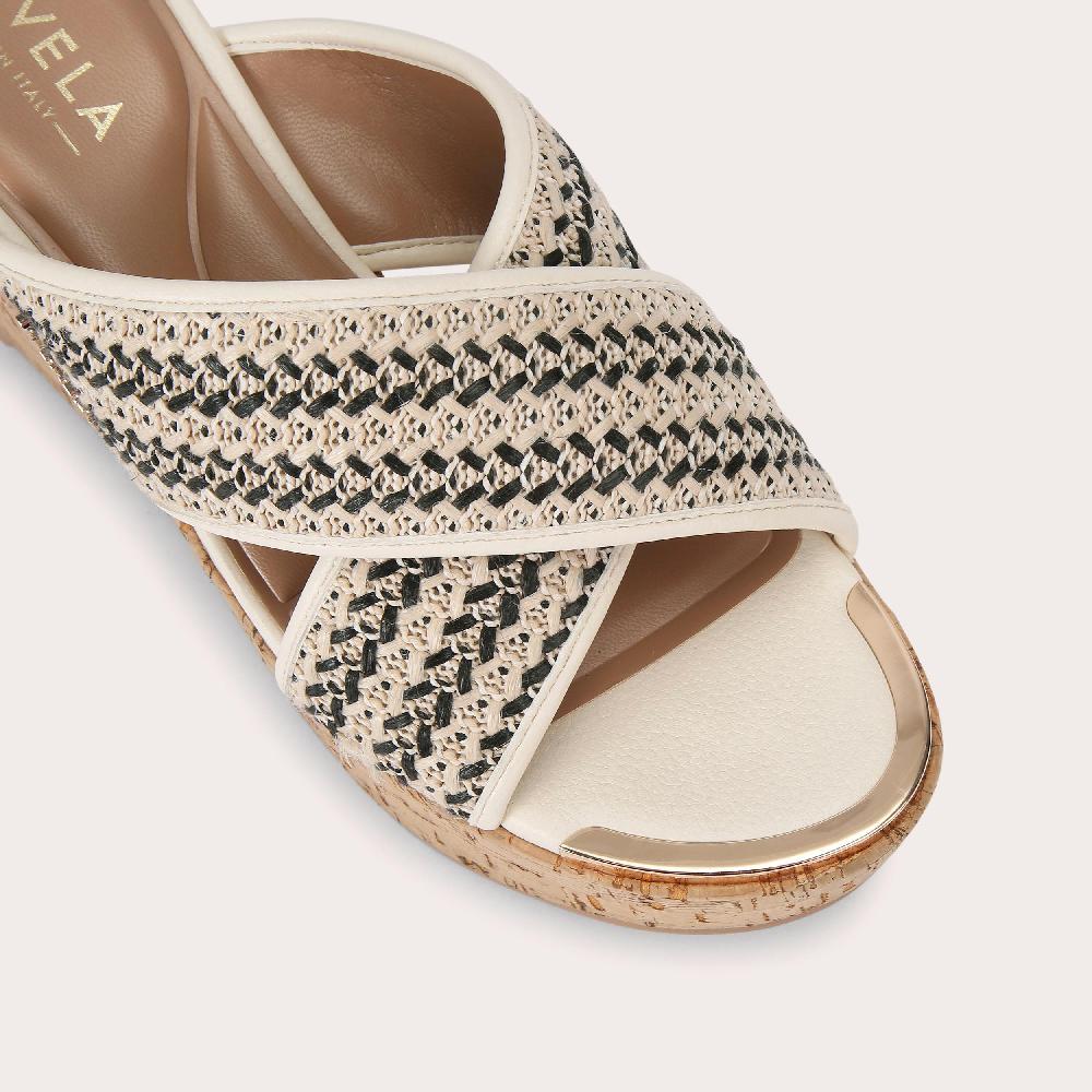 Carvela SORRENTO WEDGE MULE Bone Black Wedge Heel By CARVELA