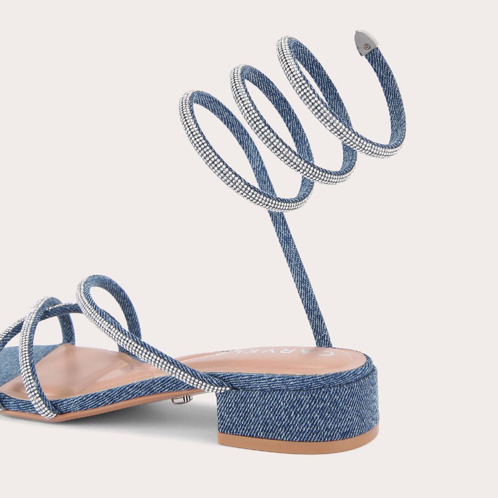 Carvela SPIRAL BLOCK SANDAL Denim Crystal Spiral Sandal By CARVELA