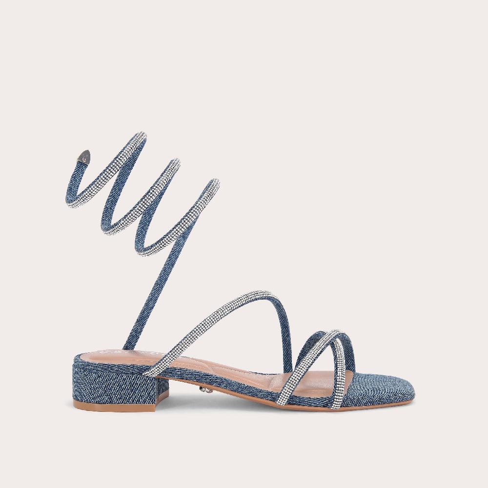 carvela SPIRAL BLOCK SANDAL Denim Crystal Spiral Sandal by CARVELA