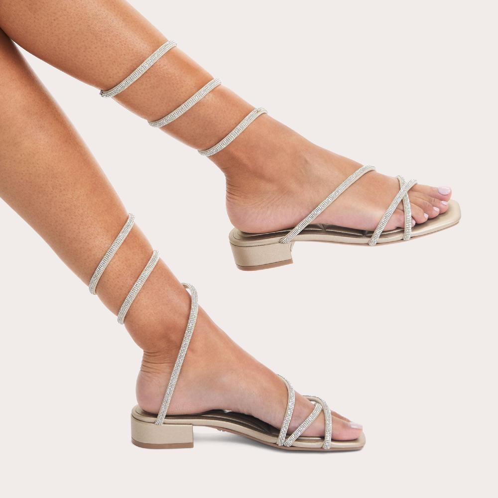 Carvela SPIRAL BLOCK SANDAL Gold Leather Sandal By CARVELA