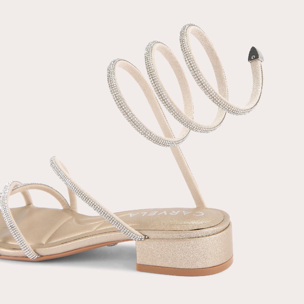 Carvela SPIRAL BLOCK SANDAL Gold Leather Sandal By CARVELA