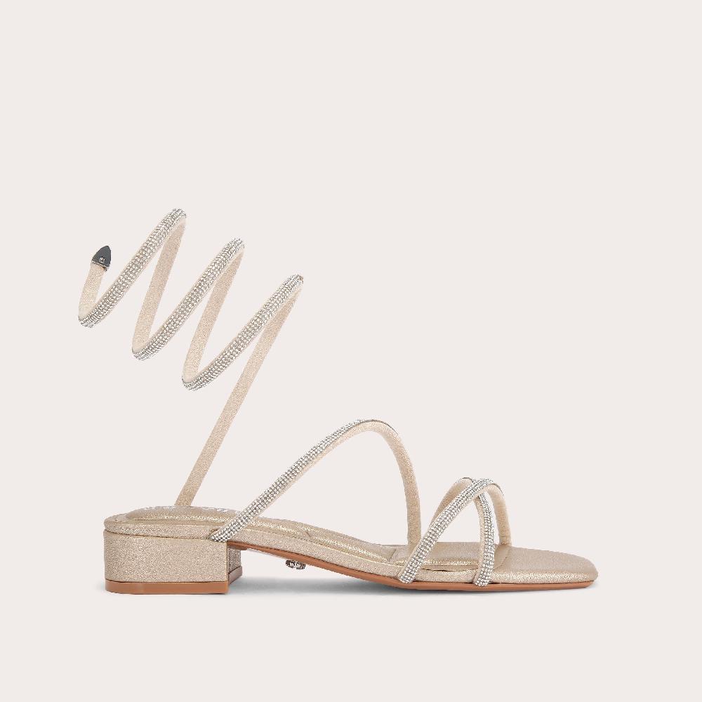 carvela SPIRAL BLOCK SANDAL Gold Leather Sandal by CARVELA