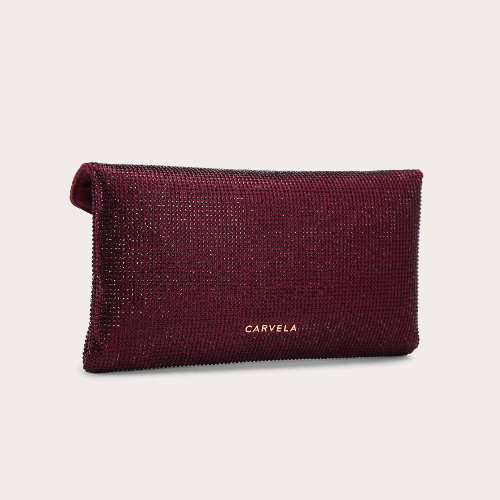 Carvela STARGAZE CLUTCH Dark Red Satin Clutch Bag By CARVELA