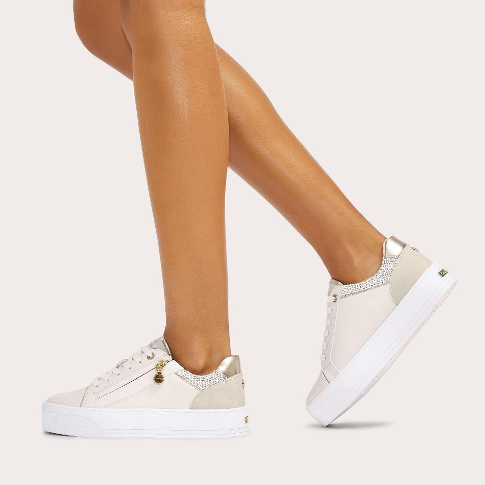 Carvela STATEMENT ZIP Beige Lace Up Sneaker By CARVELA