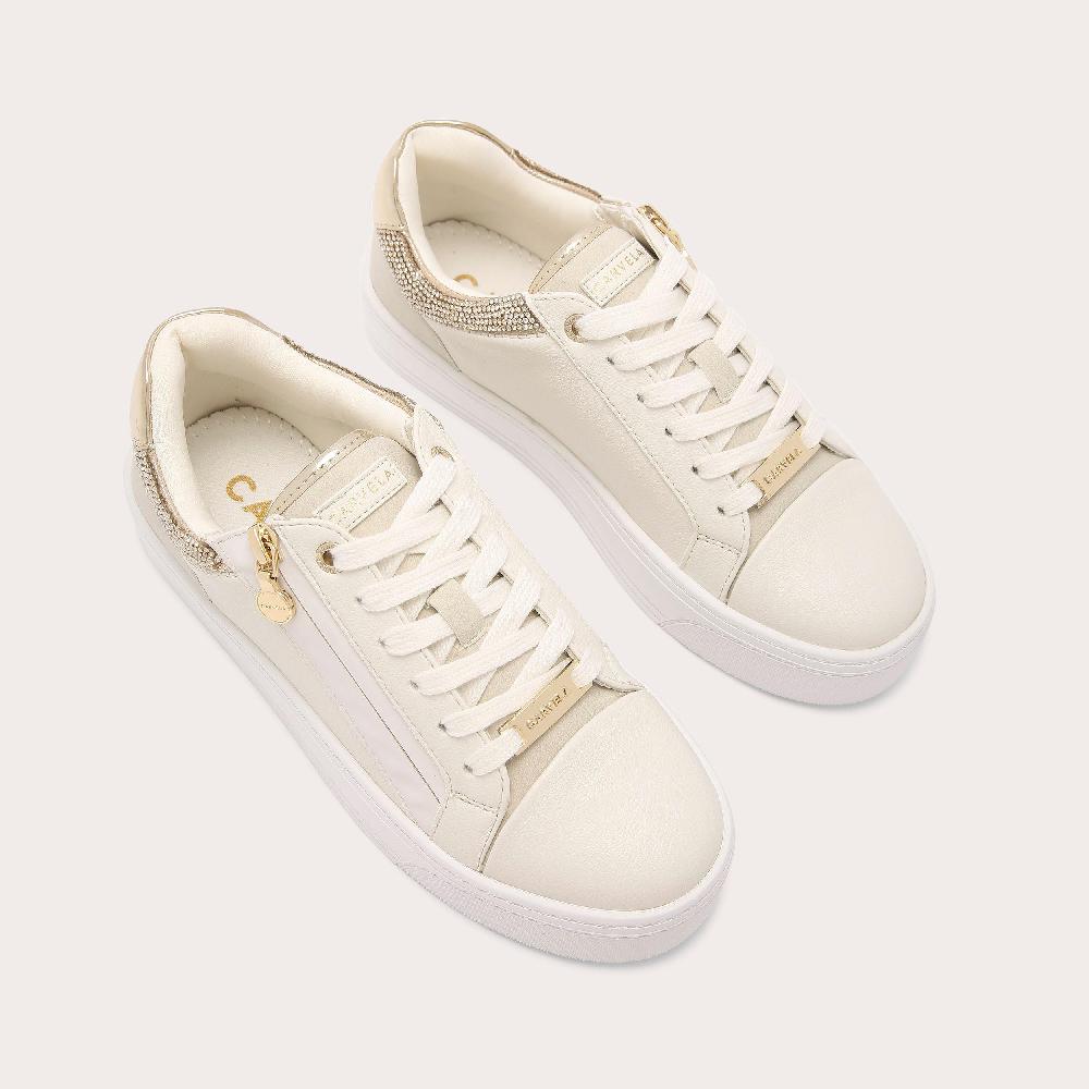Carvela STATEMENT ZIP Beige Lace Up Sneaker By CARVELA