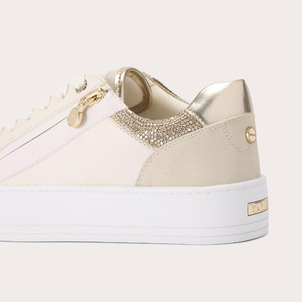 Carvela STATEMENT ZIP Beige Lace Up Sneaker By CARVELA