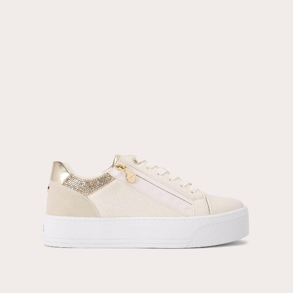 carvela STATEMENT ZIP Beige Lace Up Sneaker by CARVELA