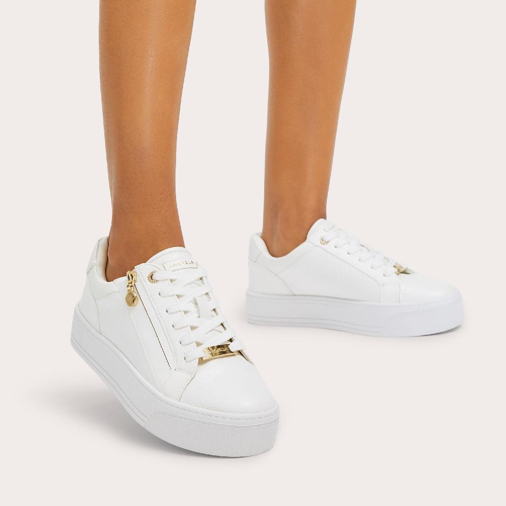 Carvela STATEMENT ZIP White Lizard Trainer By CARVELA