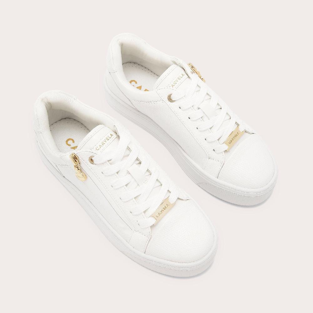 Carvela STATEMENT ZIP White Lizard Trainer By CARVELA