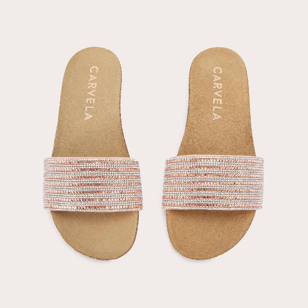 Carvela SUPER Rose Gold Crystal Slip On Sandal By CARVELA COMFORT